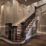 Wooden custom staircase showcasing detailed trim carpentry work