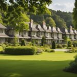Exterior view of a retirement home in Norfolk County with surrounding greenery