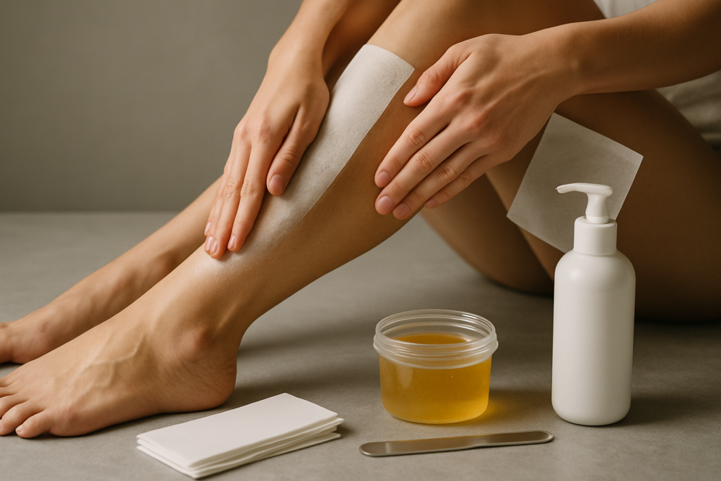 Close-up of laser hair removal treatment in progress on a person's skin