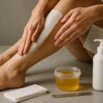 Close-up of laser hair removal treatment in progress on a person's skin